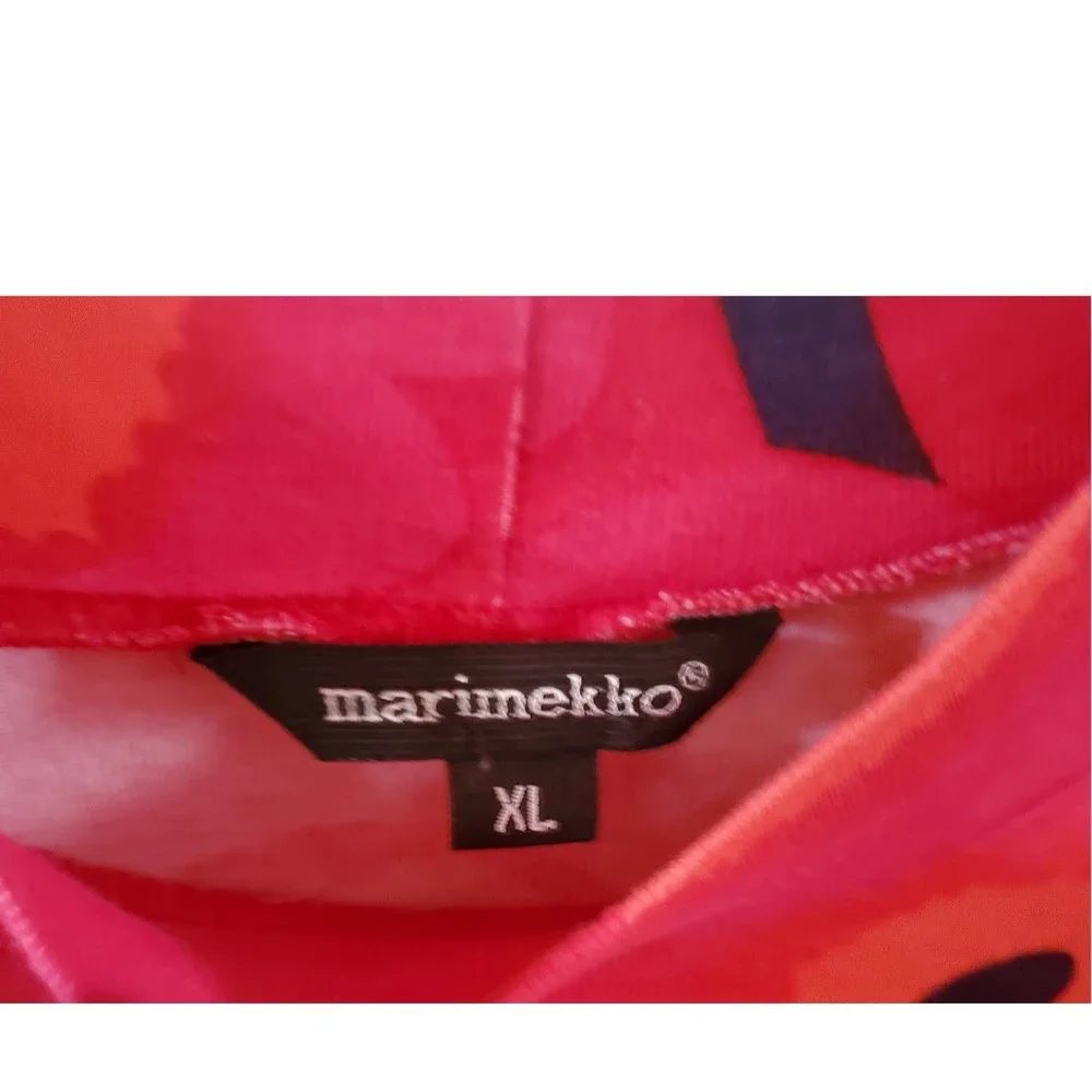 Marimekko Dress Pink Orange Unikko Print Cotton Long Sleeve Girls XL 14